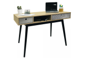 RETRO - 2 Drawer Office Computer Desk / Dressing Table - Oak / Black