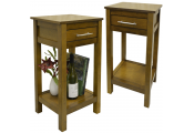REGIA - PACK OF TWO - Solid Wood Storage Bedside Table - Walnut