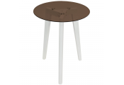 LUNA - Retro Solid Wood Tripod Leg and Round Glass End / Side Table - White / Tinted