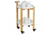 Wood Drinks / Tea Trolley Table with 2 Removable Trays - White / Natural