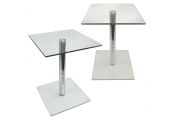 COLUMN - PACK OF TWO - Metal and Glass Side / End / Bedside Pedestal Table - Clear / Chrome