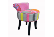 WATSONS - Contemporary Padded Stool / Fan Back Chair with Wood Legs - Multi-coloured