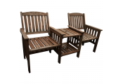 WATSONS - Two Seat Wooden Garden Bench Companion Set - Brown