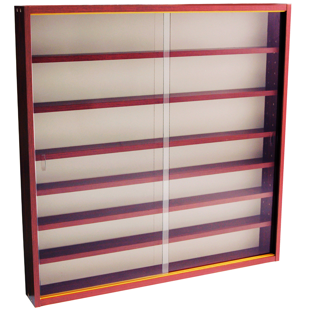 WATSONS REVEAL 6 Shelf Glass Wall Collectors Display Cabinet Beech 