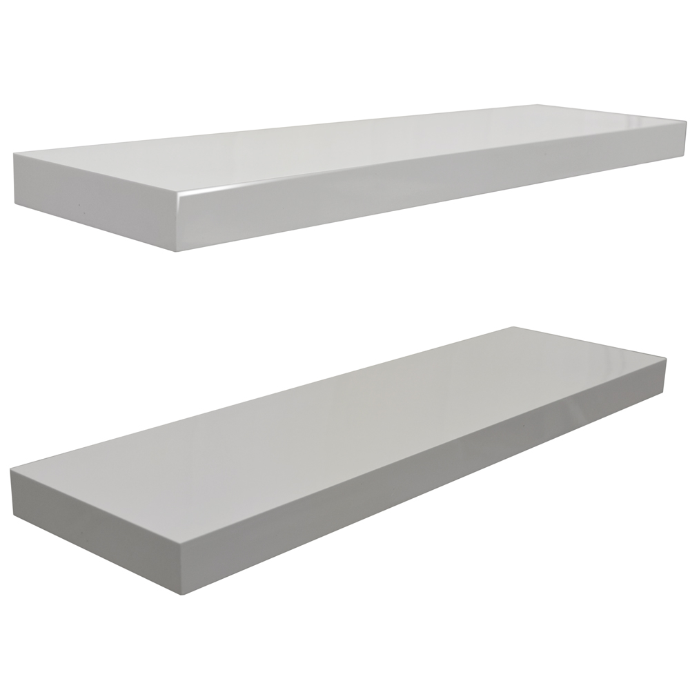 Wall Mounted 70cm Floating Shelves - Pack of Two - White