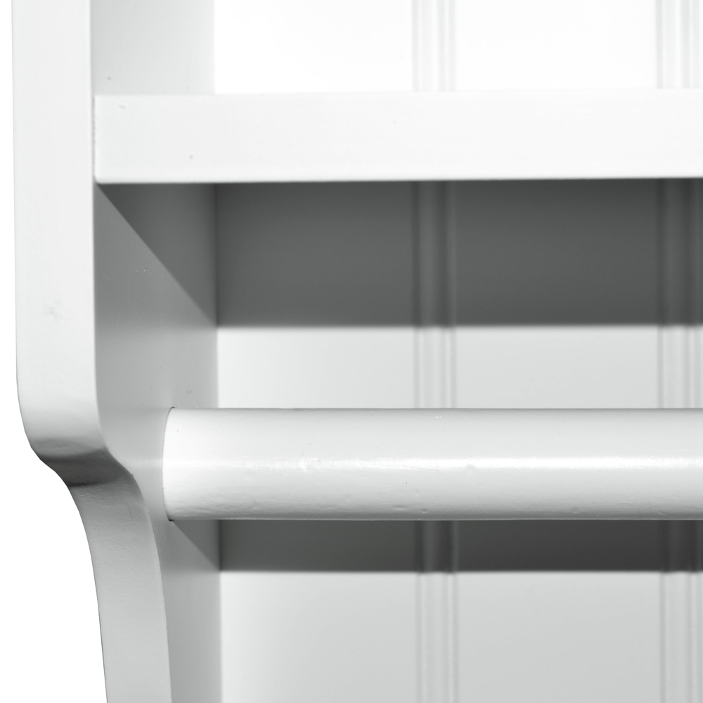 Tongue and Groove Wall Mounted Towel Rail with Shelf White BA8102 