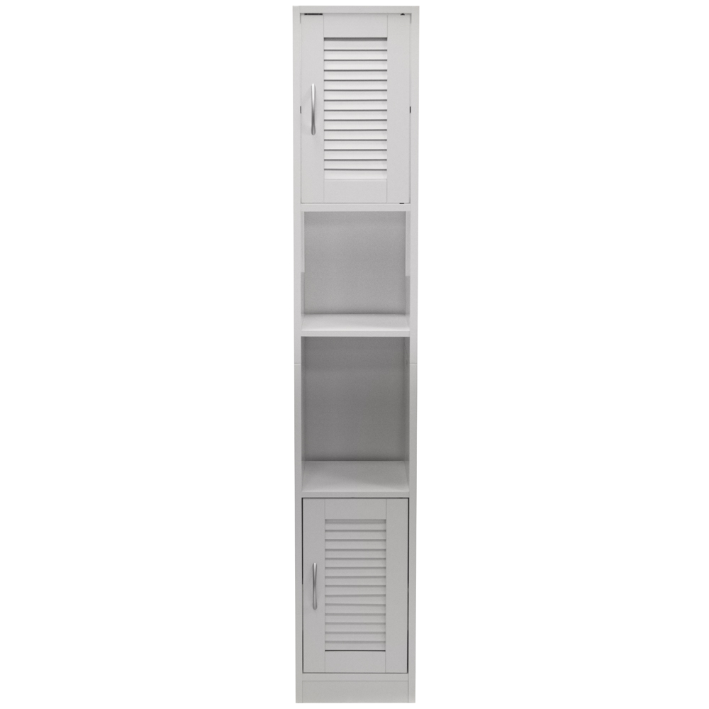 Louvre Tall Louvre Door Bathroom Storage Cabinet With Shelves White Watsons On The Web Furniture